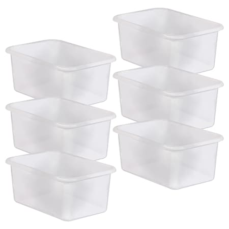 Teacher Created Resources Storage Bin, Plastic, Clear, 6 PK TCR20457